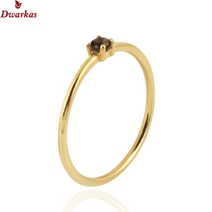 Minimalist elegant gold plated 925 silver smoky <b>quartz</b> stone <b>rings</b> for women wedding fashion fine jewelry <b>rings</b> - Product Image 2