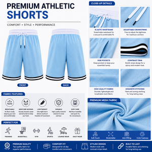 Shorts de basketball personnalisés OEM, shorts d'entraînement en mesh sublimé, shorts de sport à séchage rapide, fabricant de shorts d'équipe - Product Image 3