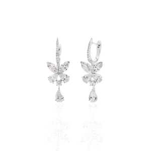 Radiant 3.26 Ct Spirit <b>Butterfly</b> Diamond Hoops Earrings for Women Lab Grown Round Pear Marquise in 14K White Gold - Product Image 2