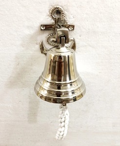 Anneau de cloche ancre en laiton massif argent Nickel, anneau de cloche de bateau maison cuisine extérieur porte intérieure cloche murale suspendue - Product Image 6