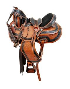 Sillín occidental de caballo de cuero genuino de calidad superior Sillín occidental de carreras de barril para montar a caballo - Product Image 2