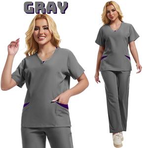 Uniformes de gommage en coton à ouverture zippée pour femmes vêtements de travail d'infirmière avec col haut Spa vétérinaire salopette de médecin vêtements de travail - Product Image 3