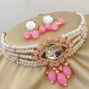 Collar Kundan chapado en oro de primera calidad con hermosos pendientes para mujer, conjunto de collar gargantilla tradicional india - Product Image 4