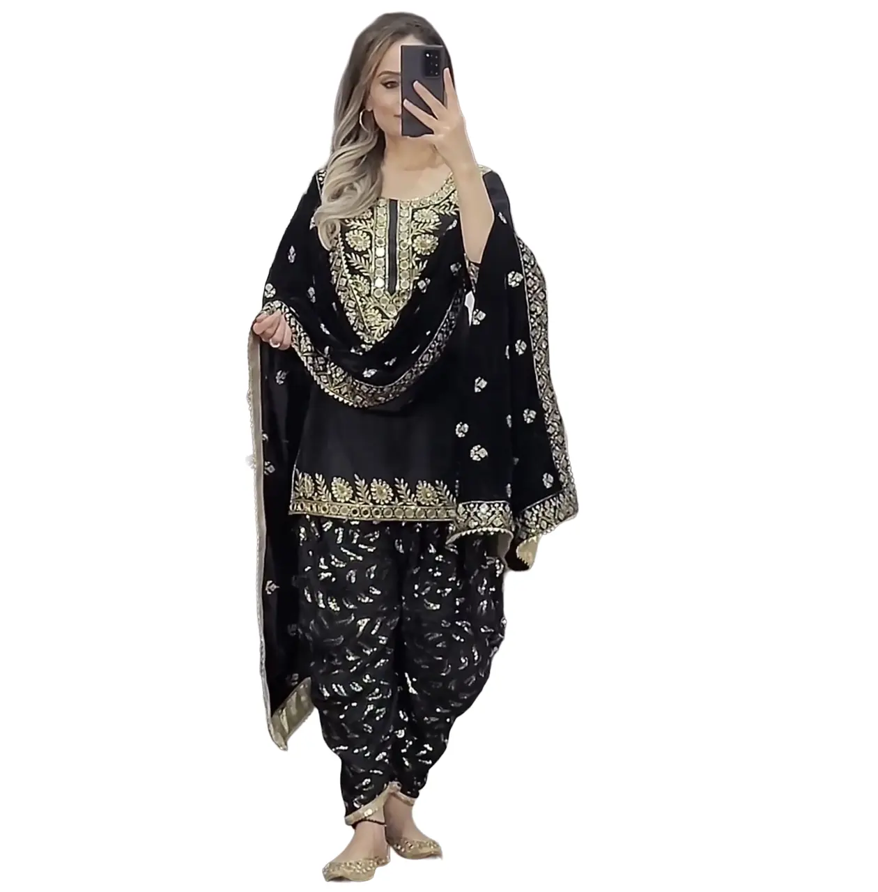 Eid Ramzan Speciale Salwar Kameez Kant-En-Klaar Pakistaans Pak Met Dhoti Stijl Salwar, Traditionele Indiase Outfit Vrouwen