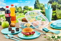 Ensemble de pique-nique Afossa en plastique, 22 pièces, assiettes, gobelets, ustensiles, pliable, léger, durable, portable, conteneur de stockage alimentaire, extérieur
