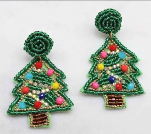 Premium Quality <b>Green</b> Color Embroidery <b>Earrings</b> Wholesale Price Custom Size for Girls and Women Party Wear Use Best Selling - Product Image 2