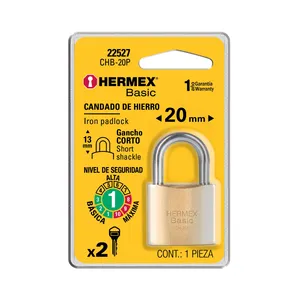 Scatola da 6 lucchetti in acciaio color ottone corti da 20 mm impermeabili di sicurezza con Blister base - Product Image 3