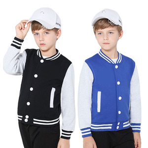 Custom Canvas Varsity Jacket Black Wool Stand Collar Striped Ribbed Cuffs Hem <b>Covered</b> <b>Button</b> Closure Unisex Letterman - Product Image 5