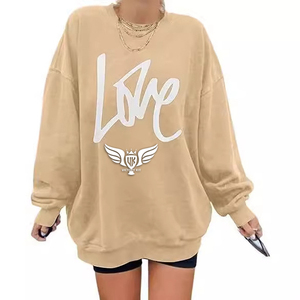 เสื้อสเวตเชิ้ตเดรสแบบมีโลโก้สั่งทำพิเศษ ทรงยาว ไหล่ตก คอกลม ผ้าฟลีซ สำหรับผู้หญิง - Product Image 1