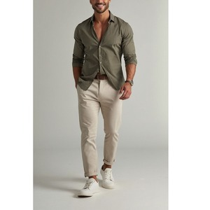 BD กางเกงคาร์โก้ Chino ทรงสลิมฟิตของผู้ชายผ้าแคนวาสสำหรับฟอกสีแบบเรียบง่ายออกแบบได้ตามต้องการ - Product Image 3