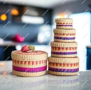 Conjunto de Cesta Anidada Vintage de Decoración Simple Hecha a Mano, Mini Cajas de Regalo de Almacenamiento de Joyas, Estilo de Arte Colorido - Product Image 2