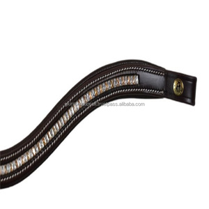 Banda de ceja de caballo de cuero de canal vacío con forma de onda profunda incrustaciones de cristales multicolores decorativos mega Bling banda de ceja de brida - Product Image 1
