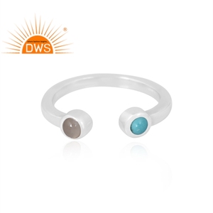 Best Selling Fine 925 Sterling Silver Natural Arizona Turquoise & White <b>Moon</b> Stone Gemstone <b>Ring</b> Custom Jewelry Manufacturer - Product Image 3