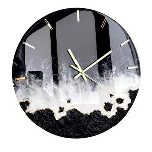Horloge de maison de luxe, faite à la main en résine, thème océan, moderne, étanche, surdimensionnée, veilleuse, décoration de mariage, décoration de salle à manger - Product Image 1
