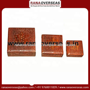 Boîtes décoratives en bois sculptées à la main, ensemble de 3 pièces pour bijoux et sachets de thé, boîte polyvalente - Product Image 6