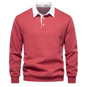 Sweat-shirt d'hiver à capuche uni pour homme, col brodé, élégant, décontracté, à revers, manches longues, pull de sport, pull de rugby 2026 - Product Image 4