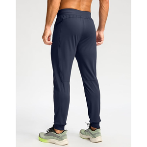 Pantalones de chándal para hombre con bolsillos y cremallera, pantalones de entrenamiento antiarrugas para gimnasio, pantalones teñidos lisos para hombre - Product Image 3