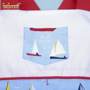 Venta al por mayor ODM: Pelele de verano para niño con estampado de velero, bordado a mano personalizado, tela de algodón y elastano de lujo, certificado OEKO-TEX - Product Image 5