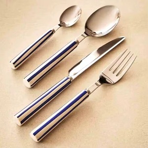 Blue Resin Handle Stainless Steel Head Cutlery Set Stylish <b>Flatware</b> for Family Meals Events and Everyday Dining From India - Product Image 3