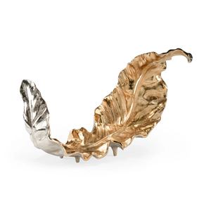 Sculpture de feuilles entrelacées au design inspiré de la nature fabriquée à partir de sculptures en aluminium fini blanc et or à un prix abordable - Product Image 1