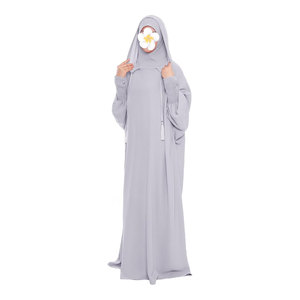 Vestido de oración musulmán para mujer, modesto, de una pieza, Color sólido, Abaya, Sudadera con capucha, manga larga, Jilbab islámico, vestido Maxi, Dubai Abaya Ramadán - Product Image 2