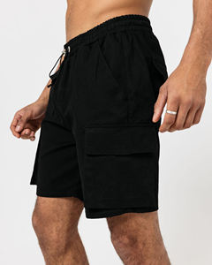 Heavyweight 100% cotton <b>mens</b> jogger solid black colour with side & cargo pockets boxy fit comfortable jogging <b>short</b> for <b>mens</b> - Product Image 3