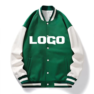 แจ็กเก็ตผู้ชายเสื้อแจ็กเก็ตสไตล์เบสบอลสีตัดกันแขนเสื้อแจ๊กเก็ตลำลองอบอุ่นใส่สบายโลโก้ได้ตามต้องการ - Product Image 2