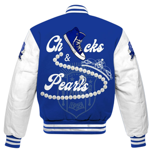 Zeta Phi Beta 1920 Día de los fundadores Letterman Chaqueta ZPB Azul Blanco Hermandad Varsity Vida griega Chenille Patch Apparel - Product Image 5