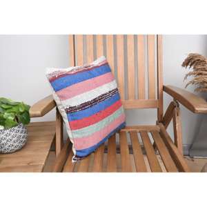 Almohada de lana de retazos Kilim Multicolor, cojín decorativo de lujo de 16x16 pulgadas, ropa de cama portátil con patrón de hojas esponjosas Vintage - Product Image 2