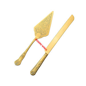 มีดเค้กแฟนซีเซิร์ฟเวอร์สแตนเลสมีดตัดเค้กเป็นมิตรกับสิ่งแวดล้อมดีไซน์ทันสมัยปรับแต่งได้ขนาดครึ่งสีเงินครึ่งทองครึ่งเดียว - Product Image 5