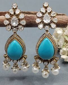 Boucles d'oreilles classiques à la mode Moissanite Mehandi Doublet Sku KE 031 SL C-9 - Product Image 3