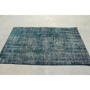 Alfombra Turca Vintage, Alfombra de 3.8x6.2 pies, Alfombra con Acentos Azules y Diseño de Puntos - Product Image 2