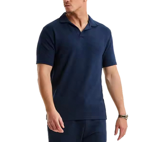 T-shirt polo uni bleu marine pour hommes vêtements de sport évacuant l'humidité en vrac séchage rapide respirant uniforme vêtements de sport luxe hommes Polo t-shirts - Product Image 2