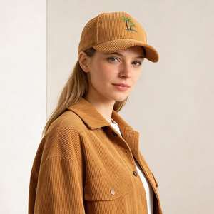 Casquettes de baseball non structurées en velours côtelé à 5 panneaux pour le sport, avec broderie de logo personnalisée, visière droite, style Dad Hat, respirantes, vente en gros - Product Image 5