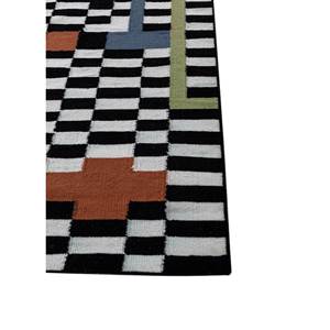 ADWP-13047 Flat Weave Wool Polyester <b>Rugs</b> Ebony/Undyed White Geometric Handmade 6x9 ft Rectangle Carpet Home Living Room Hallway - Product Image 4