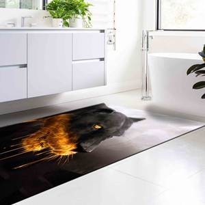 Alfombra con Detalles Dorados de Pantera Negra: Alfombra Moderna con Estampado Animal, Alfombra de Chenilla - Product Image 5