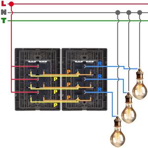 Placche interruttori per scale, MXIUD-001, 1 pezzo, Interruttore per scale x3, 125-250VAC, 10A, 50/60Hz, Argento/Oxford, Acciaio inossidabile/PC. - Product Image 3