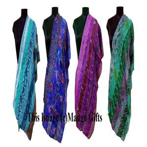 Wholesale Lots of Indian Silk Sari Saree Vintage Digital Print Scarves Chiffon Neck <b>Wraps</b> and Scarf <b>Head</b> Stole Viscose Fabric - Product Image 1
