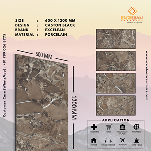 Venta caliente negro esmaltado mármol porcelana suelo azulejos de cerámica 600x1200 completo pulido pared Carreaux interiores directo indio - Product Image 2