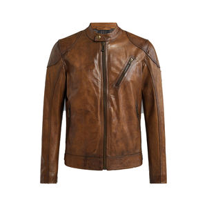 Chaqueta de cuero genuino de piel de oveja delgada para hombre y mujer, botones adornados, soporte, cremallera de moto de invierno - Product Image 6