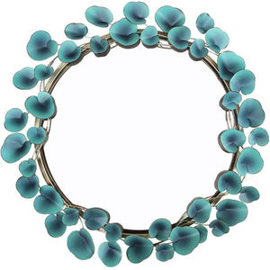 Espejo moderno de pared de hierro y metal con forma de hojas, accesorios de decoración de boda para el hogar de calidad de lujo, forma personalizada hecha a mano en venta - Product Image 1