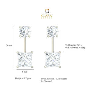 Compre Pendientes Colgantes de Plata de Ley 925 de Primera Calidad para Mujeres y Niñas, Pendientes Geométricos con Baño de Oro de 18k para Bodas - Product Image 4