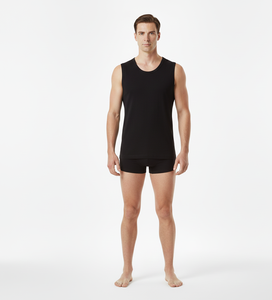 Gilet en coton noir UrbanFlex pour homme Sans manches Tissu extensible doux et respirant Conçu pour un port quotidien actif confortable - Product Image 6