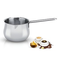 Panci saus logam baja tahan karat elegan, dengan tutup gelas-26 cm 2000ml, Set peralatan masak ramah induksi