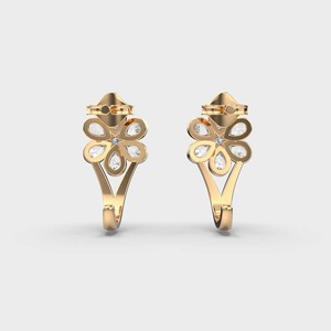 IGI Certified Lab Grown Pear & Round Diamond Flower <b>Drop</b> Earrings 14K Yellow / White / Rose Gold Floral Diamond Earrings - Product Image 4