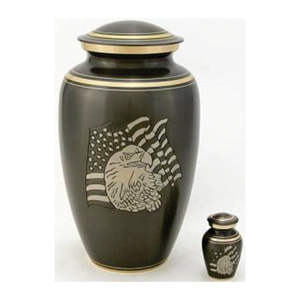 Modern Brass Finish Funeral Urn <b>Keepsake</b> Set Full-Size Adult Cremation Ashes Container Prisma Designs PDU 125 0-1L Capacity - Product Image 3