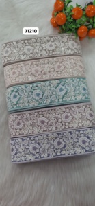 Adorno de encaje bordado hecho a medida con lentejuelas 100% algodón Diseño floral elegante ecológico en gran ancho para prendas de mujer - Product Image 4