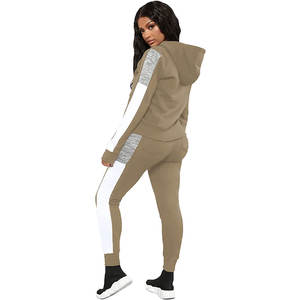 Moda mujer 2 uds pulóver chándal 2025 invierno tiras laterales sudaderas con capucha cálido personalizado pulóver chándal - Product Image 3