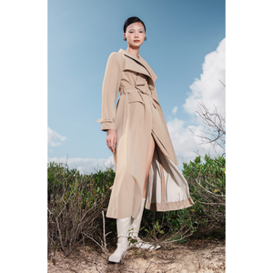 Cinturón de tela decoración LYA BELTED TRENCH COAT Vegan Leather 45% Rame 55% Poliuretano Abrigos de lujo para mujer Fabricante de origen - Product Image 1