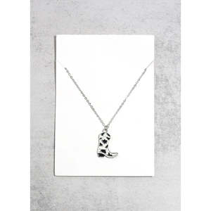 Collar de Moda con Diseño de Bota Vaquera, Chapado en Oro, Aleación de Acero Inoxidable, Forma Geométrica de Número con Diamantes, Perlas y Cadena de Serpiente, Ideal para Regalo - Product Image 3